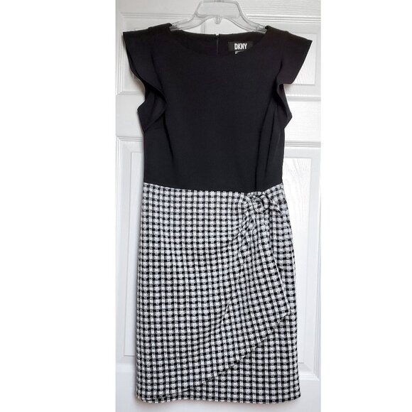 DKNY Flutter Sleeve Back & Gingham Dress Size 6 - Picture 4 of 9